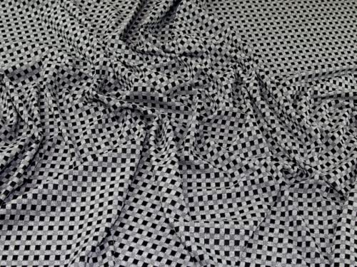 Lurex Ponte Roma Doppelstrickstoff, Schwarz, Silber, Meterware