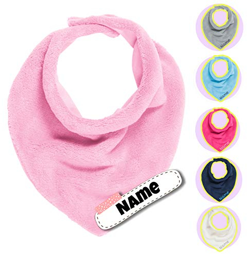 Kinder Halstuch | Baby Dreieckstuch | bestickt mit Namen | personalisiert | warm und flauschig | Wunschname (Rosa)