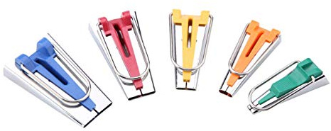 Pssopp 5 Stück Bias Tape Maker Kit Stoff Bias Tape Maker Bias Binding Maker Set mit 5 Größen (6 mm / 9 mm / 12 mm / 18 mm / 25 mm) für DIY Sewing Crafting Quilting