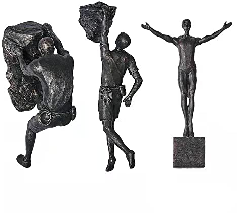 Pevfeciy 3 Stück Männer Klettern Wanddeko Harz Wanddekoration Vintage 3D Wandschmuck Wandobjekt Wandskulptur DIY Wandornament Gesetzt für Schlafzimmer Wohnzimmer Küche Büro