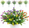 TSHAOUN Lot de 5 Bouquets de Fleurs Artificielles, Plantes de Verdure Résistantes aux UV pour Extérieur,Intérieur,Balcon,Jardin,Bureau,Mariage,Fête Décor (Cinq Couleurs)