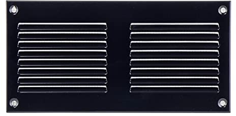 Steinberg14 Black 200x100mm Metal Air Vent Cover with Insect Mesh - 8x4 inch Ventilation Grille - Air Vent Register for Walls and Ceilings - Ventilation Cover for Outdoor and Indoor