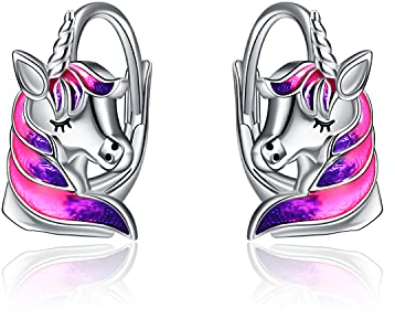 Boucles D'oreilles Pour Femmes En Argent Sterling En Cours D'exécution Boucles D'oreilles Licorne Bijoux Cadeaux pour Femmes Filles