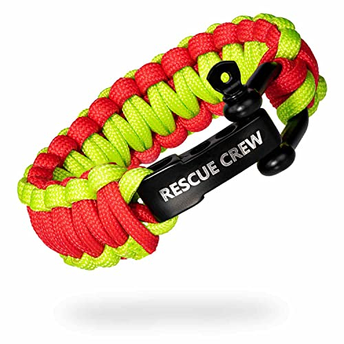 LIFE IS SIMPLE | Paracord Survival Armband | Rescue Crew rot, grün | Verstellbarer Verschluss | für Outdoor, Camping, Wandern