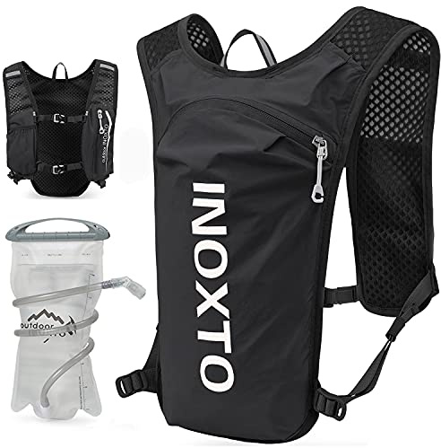 INOXTO Running Hydration Vest Backpack,Lightweight Insulated Pack with 1.5L Water Bladder Bag Daypack for Hiking Trail Running Cycling Race Marathon for Women Men (Black)