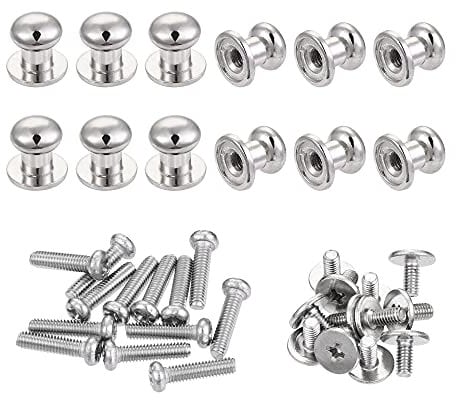 sourcing map 7mm Head Dia. Round Knobs Pull Handle, 12pcs Zinc Alloy for Drawer Pulls Gift Box Cabinet Door Knobs with Screws, Silver Tone