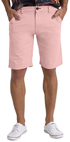 BlauerHafen Short chino d'été pour homme Coupe ajustée 9 Classique Coton Décontracté Golf Plage Jogging Essential Demi-pantalon Toutes les tailles 30-40, rose clair, 32