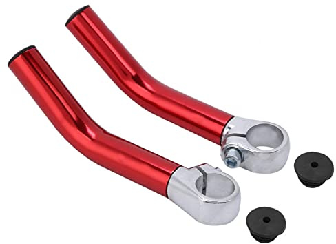 2 extremos de manillar de bicicleta, de aluminio, ergonómicos, 18 cm, con 2 topes para manillar de bicicleta de montaña, color rojo