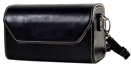MUZIRI KINOKOO PU Leder Tasche für Fuji X100VI/X100V/Canon G5X G1X G1X2 G1X3/Pana. LX100 LX100M2 GF1 GF2 GF3/ Sony RX1 RX1R RX1R2/ Olympus Pen-F EP7 EPL1-EPL10 Kamera- mit Schultergurt - Schwarz