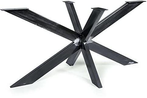 Magnetic Mobel Tischgestell Spider Tischbeine Kreuzgestell Schwerlast Tischkufen Stahl Metall Esstisch Schreibtisch Konferenztisch - Für Glastischplatten (Industrial (Klarlack), 120x70 cm)