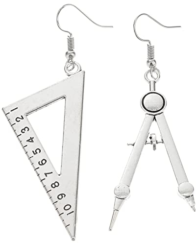 Holibanna Ohrringe Aussage Schere Mathematik Ohrstecker Frauen Ohr Tropfen Baumeln Ohrringe Personalisierte Ohrschmuck für Frauen Mädchen ( Lineal )