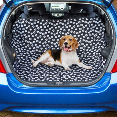 Vivo Technologies Dog Car Seat Cover & Boot Liner - 2 in 1 Waterproof Mat with Cute Dog Print Design, Machine Washable
