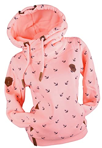 VIN TE Damen Kapuzenpullover Hoodie Sweatshirt Warmer Fleece Pulli Anker M - 3XL (as3, Alpha, 6X_l, Regular, Regular, Rosa-2041, 6XL)