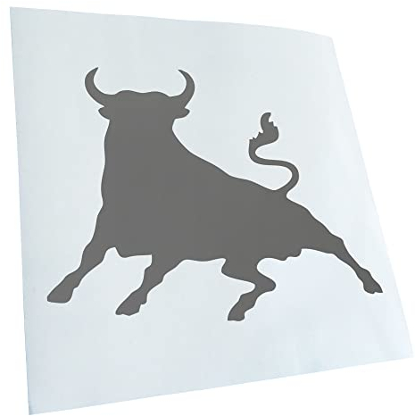 Kiwistar - Autoaufkleber - Grau - 13x10cm Stier Toro bull - Heckscheibe Auto Aufkleber wetterfest für Kfz LKW Mofa Truck - Sticker außen selbstklebend Tuning Zubehör für Fenster Fahrzeug Scheibe