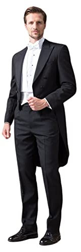 Qrkoda Homme Queue de Pie Trois Pièces Costume Double Boutonnage Veste Gilet Pantalon pour Mariage