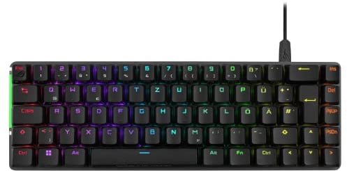 ASUS ROG Falchion Ace BLK RGB Gaming Tastatur (Deutsches Layout, 65% Formfaktor, Touch-Panel, mechanische ROG NX Red Switches, 2x USB-C Anschlüsse, ergonomisch, Aura Sync, Tastaturabdeckung, schwarz)