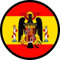 Parche Bandera de España con águila de Franco. Redondo 7,6 cm diámetro Tela Impresa sublimado Borde Hilo Negro y Vel cro Macho Trasero - 1 Unidad