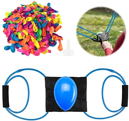 Darryy Wasserbomben Schleuder 3 Personen, 1x Wasserballon Werfers mit 200x Wasser Ballons, Wasserbombenwerfer set Für Kinder Und Erwachsene,Outdoor Spiele, Beach Party, Familienspiel (Blau)