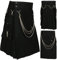 Kilt écossais Jupe classique à carreaux pour homme avec poches Jupe courte écossaise à carreaux Kilt écossais classique avec poches contrastées Style écossais Individualité Vintage, S noir., L