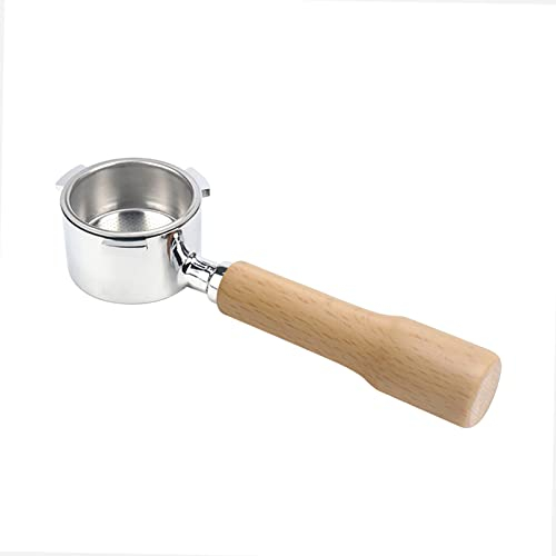 HUIOP Porte-filtre sans fond à café de 51 mm avec panier de filtre et poignée en bois de remplacement pour EC680 EC685 Machine à café Outil Filtres en alliage réutilisables Accessoires