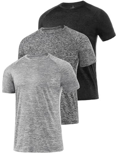 Star Vibe 3er Pack Sportshirt Set Für Herren T-Shirts Atmungsaktive Fitness Tshirt Gym Funktionsshirt Kurzarm Black/Dark Grey/Light Grey L
