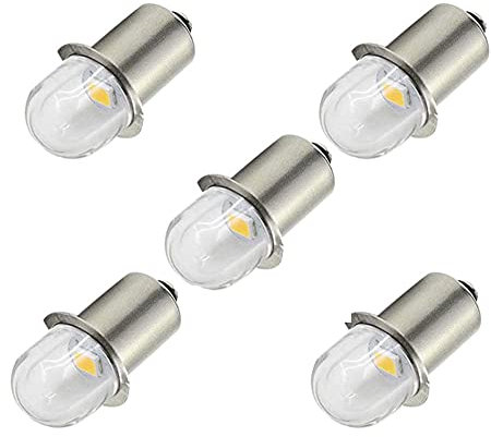 ShuoHui Lot de 5 lampes de poche LED P13.5S - Blanc froid - 3 V - Remplacement pour phare, lampe de poche - Non polaire 6000 K 0,24 W 100 lm (3 V)