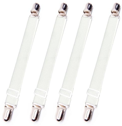 DIAONIAN 4 Stück Lakenspanner,Bettlakenspanner,Bettlaken Spanner,Spanner für Bettlaken,Bettlaken Spanngurte,Betttuchspanner,Bettlakenspanner Verstellbar,für Bettlaken,Sofa,30cm-100cm (Weiß)