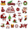 Whaline 40 Stück dicke Gel-Aufkleber für Weihnachten, niedlich, rot, schwarz, kariert, Weihnachtsmann, Schneemann, Zwerg, Fensteraufkleber, wiederverwendbar, Frohe Weihnachten, Winter,