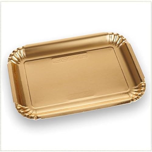 VIRSUS Vassoi per Pasticceria in Cartone Colore ORO, (Misura 9) 48x34,5 cm, Navetta Monouso per Dolci, Pasticcini, Rustici, Torte, 1CF x 5Pz (5)