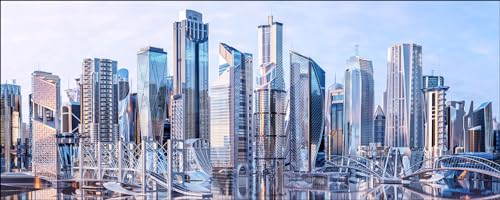 Pro-Art Glasbild Cyber Skyline, 30x80 cm
