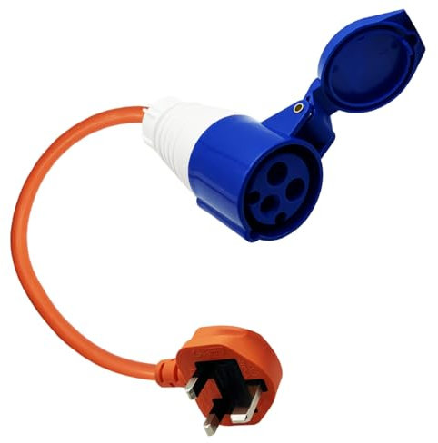 WAIZHIUA UK Electric Hook Up Adapter 13A Plug to 16A 3 Pin Socket Fly Lead Converter Mains Converter Lead for Campervan Plug Coupler for Caravans Camping and Long-distance Travel Voltage 200-250v
