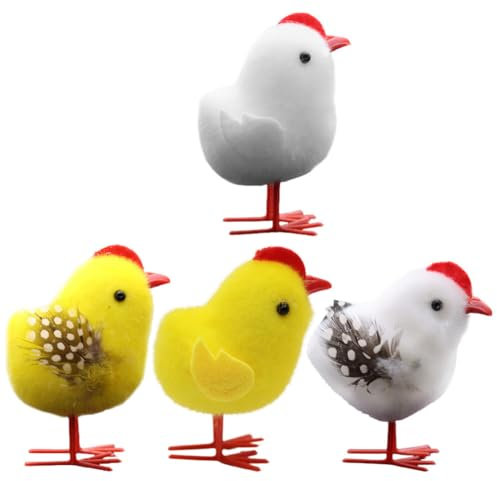 Alipis Mini-Osterküken 4 Stück Chenille-Küken Süße Baby-Küken Kleine Hühner Flauschige Neuartige Plüschtiere Für Osterkörbchen -Partyzubehör