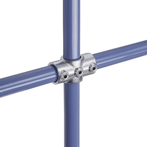 WITTKOWARE Rohrverbinder aus verzinktem Temperguss, für Rohr-Außendurchmesser 42,4mm (1¼), Formteil: Kreuzverbinder mit Durchgang