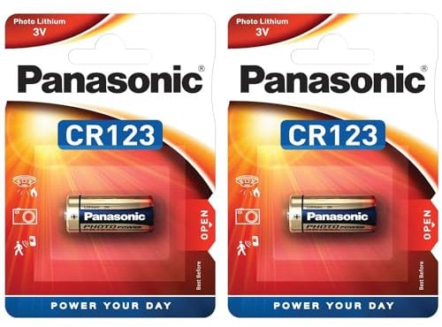 Panasonic Confezione da 2 blister da 1 batteria CR123 al litio power 3 V, CR-123AL/1BP