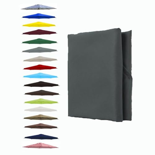 BEEGMA Sonnenschirm Ersatzbezug 6 Streben Ampelschirm Bezug UV-Schutz 200cm 250cm 270cm 300cm Sonnenschirm Ersatz Marktschirm Überdachung(Color:Gray,Size:300cm/10FT)