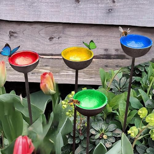4 For Thirsty Bees Garden, Bee Watering Station, Bee Insectes Drinking Cup, Bee Water Feeder Garden Decorations