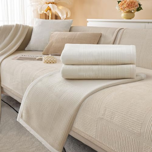 BXAEYIPOR Couch Überzug,Sofa Überzug,Sofa-Schutzhülle mit Rutschfester Unterlage,Neue Universelle rutschfeste Solide Strukturierte Sofa Überzug für Wohnzimmer,Multi-Size Sofa Sitzkissenbezug.