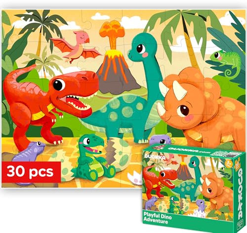 QUOKKA Jigsaw Puzzles for Age 3+, Educational Toys Learning Dinosaurs, Children's Jigsaws Dino Gift for Boy and Girl