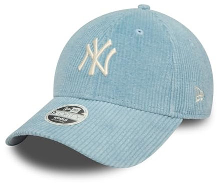 New Era MLB Cap aus Cord New York Yankees Kappe Frau Mädchen Teamlogo verstellbar hellblau - One-Size