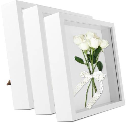 CYEER 3 Stück Bilderrahmen 20x20 cm 3D Tiefe Box zum Befüllen Fotos Blumenstrauß Hochzeit Souvenirs Wanddeko