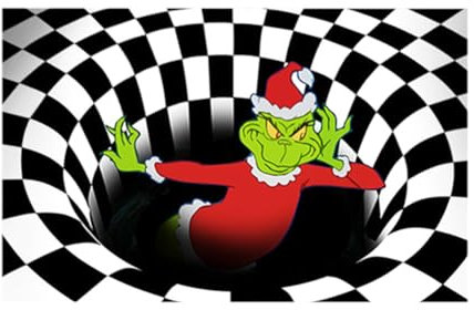 APPCRFM Weihnachtsteppich 3D, Weihnachten Fußmatte, Teppiche Kariert Schwarz, Horror Gamer Deko-Teppiche für Wohnzimmer Schlafzimmer 3D-Teppi-Che Optische Täuschung (40x60cm)