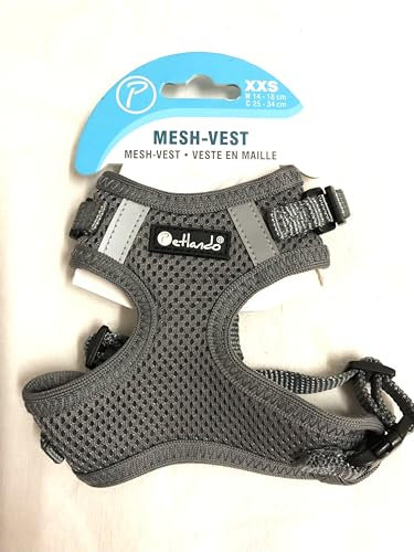 Petlando Hundebrustgeschirr Mesh Vest Anthrazit XXS (Halsumfang 14-18 cm, Brustumfang 25-34 cm)