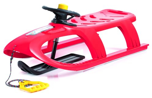Tymar Schlitten mit lenkrad, Lenkschlitten für Kinder, Bob (BulletControl; Rot)