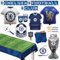 Caja oficial de suministros de fiesta del Chelsea FC para 6 invitados, todo en uno, 77 piezas, incluye vajilla desechable, cubiertos, globo de papel de aluminio, decoraciones y recuerdos de fiesta