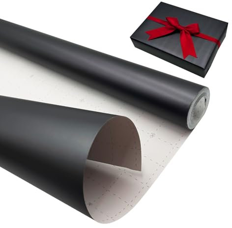 Rouleau de papier cadeau noir mat, 43 cm x 12 m, couleur unie, nacré, papier lustré pour mariage, anniversaire, baby shower, fête, festival, décorations de cadeaux