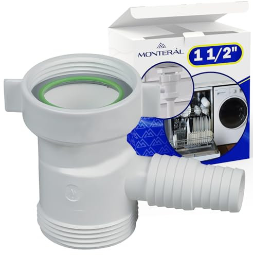 Raccordo Scarico 90° per Lavatrice e Lavastoviglie per Tubo Flessibile con Ingresso Ø 20-23 mm Adatto a Sifoni con Filettatura Esterna da 1 1/2 - Garanzia di 10 Anni - MONTERAL