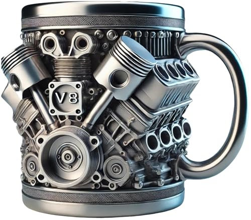 Kaffeetasse Für Auto Motor,3d-kaffeetasse,engines Edelstahlbecher,2025 Neue Auto Motoren Form Teetassen,V8 & V6 3D Motor Design Retro Coffee Tasse, Für Zuhause, Studio, Reisen
