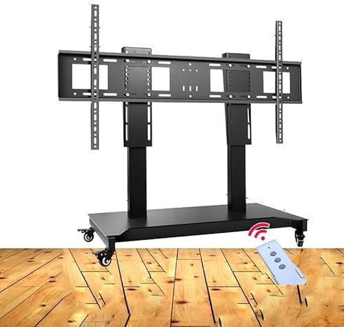PLMNBQWE TV Wall Mount' TV Stand, Motorized TV Mount - Mobile TV Cart on Wheels - Motorized TV Lift, Mobile TV Stand Cart with Height Adjustable, 4 S