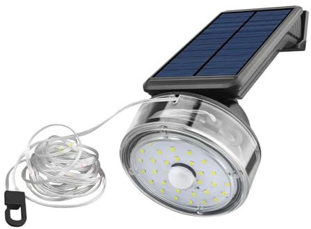 Solarlampen für Außen mit Bewegungsmelder RGB Lichterkette Aufrollbar IP44 Wasserdicht LED Solarleuchten für Aussen Solarleuchte Außenwandleuchten für Garten, Hof, Balkon, Terrasse, Patio, Geländer