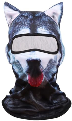 OLIPHEE 3D Cat Ski Sturmhaube für Herren Balaclava Damen Transparente Gesichtsmaske mit Ohren Niedliche Tier Ski Mütze für Musikfestivals Raves Party Outdoor Aktivitäten 03 Hund